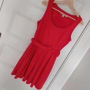 Lauren Conrad Red Pleated Bow Pockets Dress